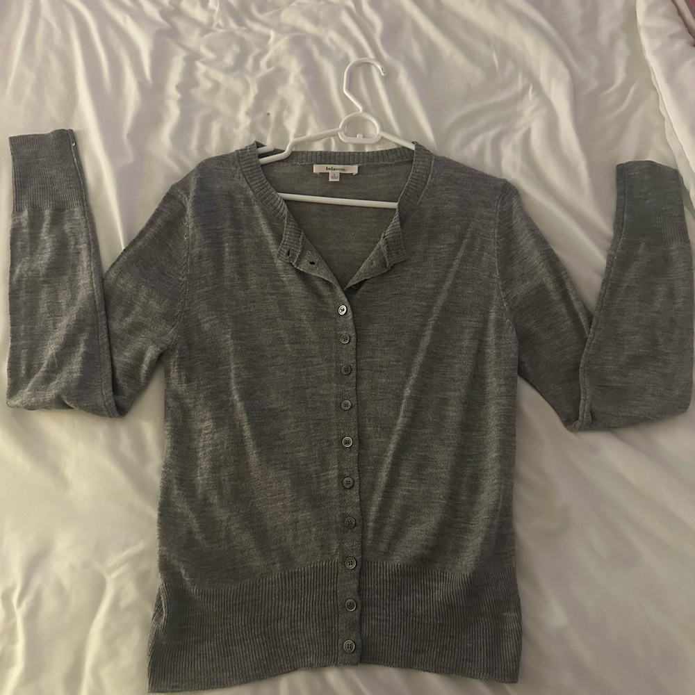 Lalavon Gray Cardigan Sweater